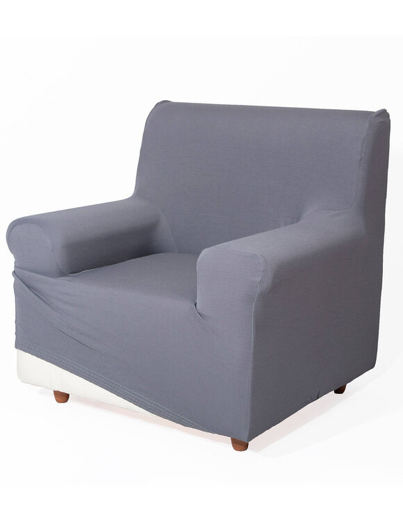 Effen, bi-rekbare hoes voor fauteuil en zitbank (grijs) Effen, bi-rekbare hoes voor fauteuil en zitbank (grijs)